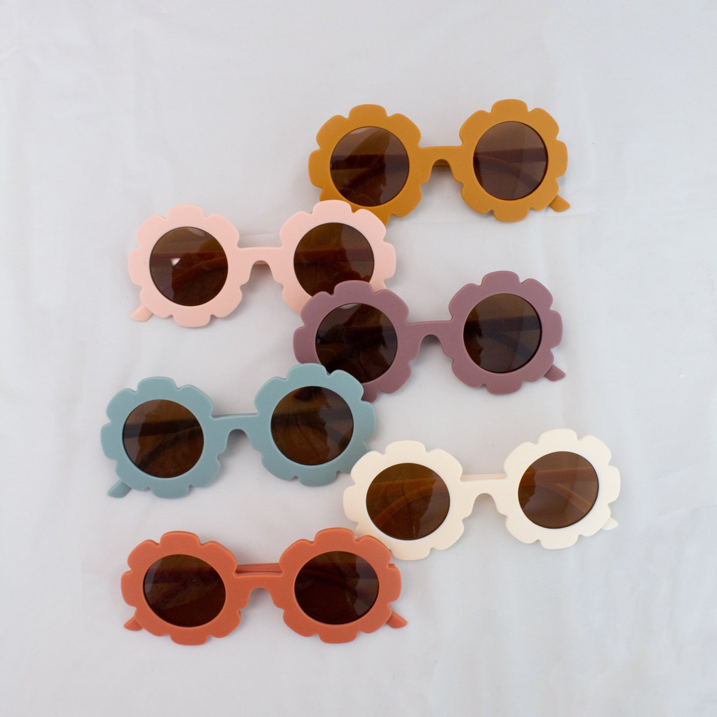 Burnt Orange Flower Shaped Kids Sunglasses