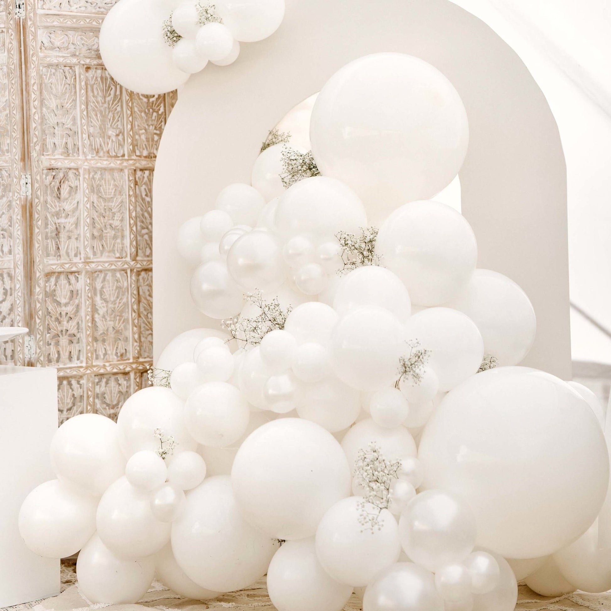 White Wedding Backdrop Garland Balloon Kit from Ellie's Party Supply