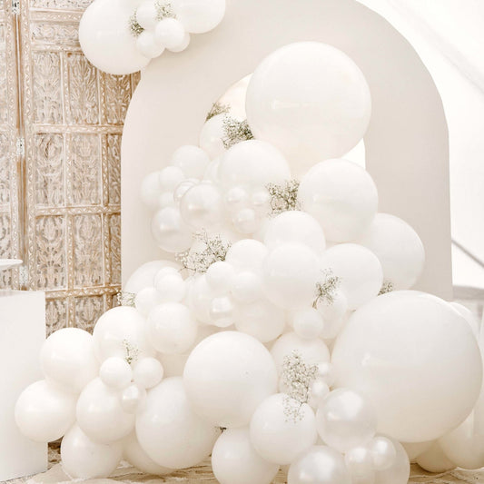 All White Balloon Wedding Arch - Balloon Garland Kit - Ellie's Party Supply