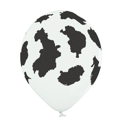 Black and White Cow Print Latex Balloons (10 Pack) - Ellie's Party Supply