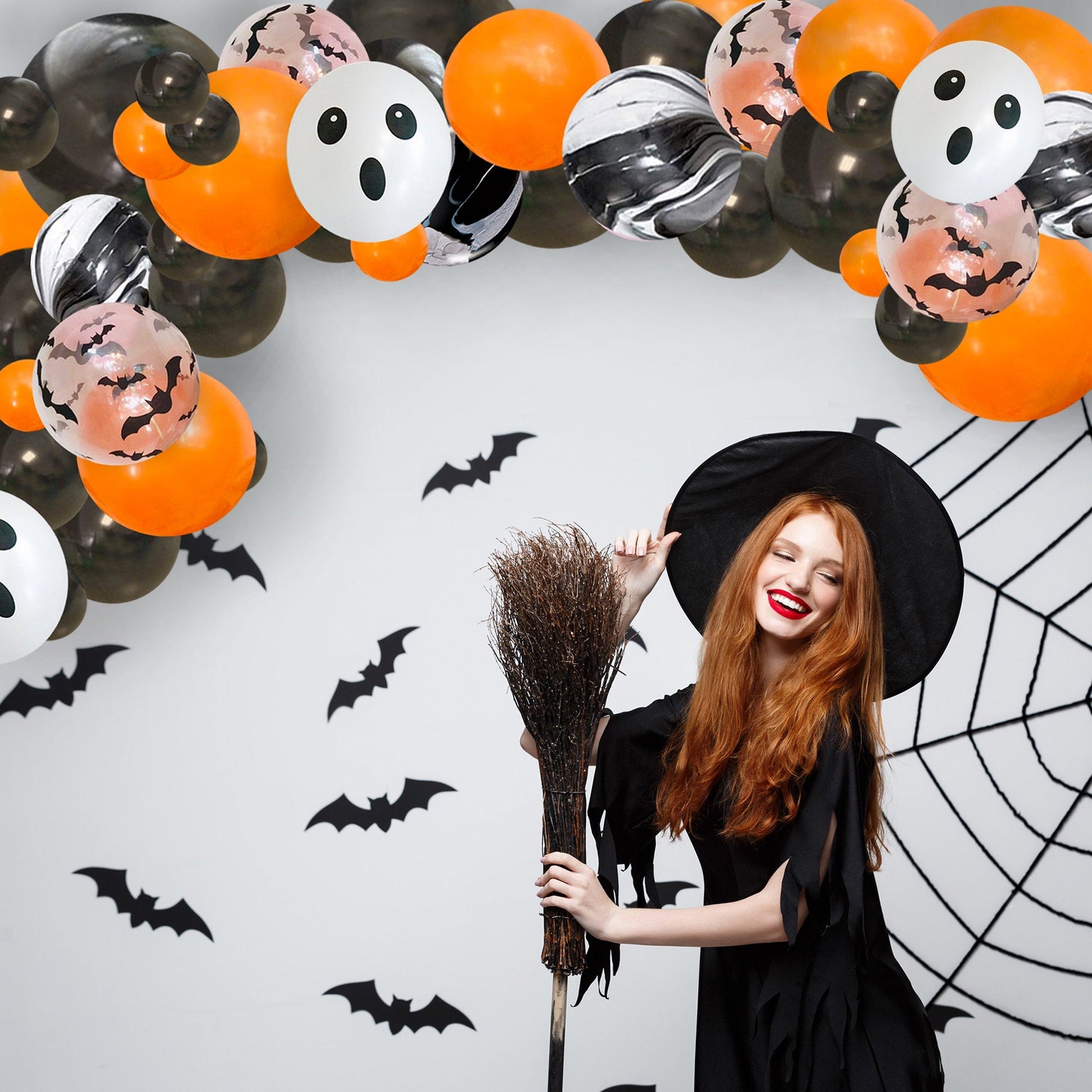 Black & Orange Halloween Balloon Arch - Balloon Garland Kit - Ellie's Party Supply