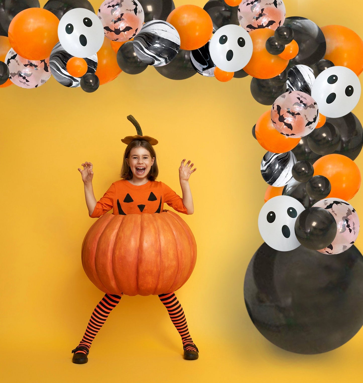 Black & Orange Halloween Balloon Arch - Balloon Garland Kit - Ellie's Party Supply