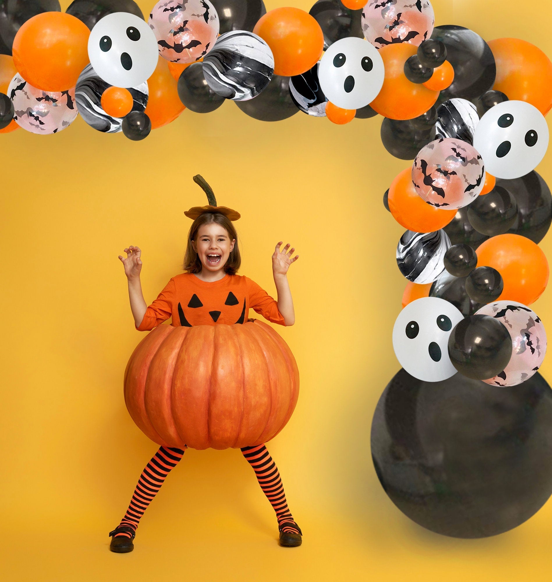 Black & Orange Halloween Balloon Arch - Balloon Garland Kit - Ellie's Party Supply
