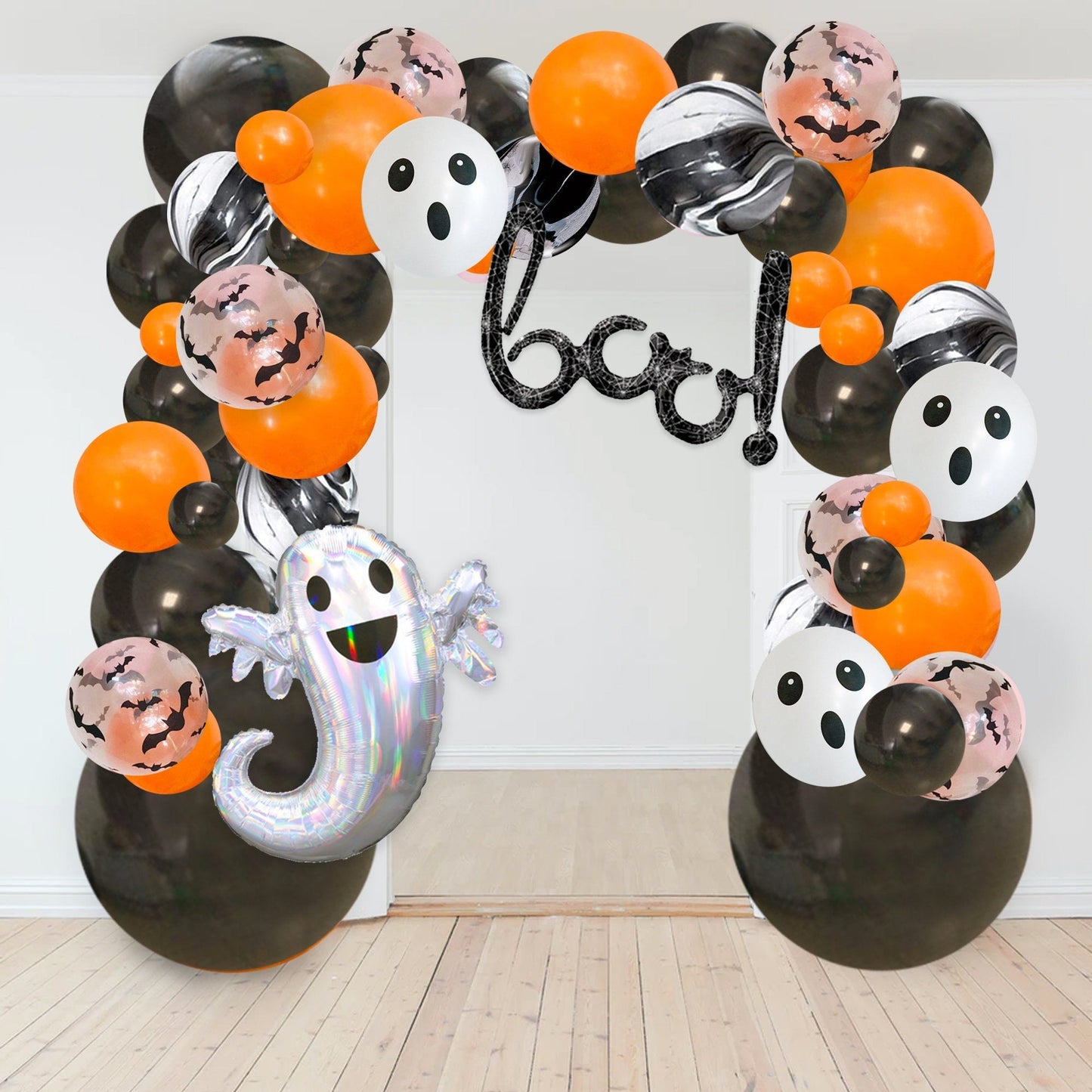 Black & Orange Halloween Balloon Arch - Balloon Garland Kit - Ellie's Party Supply