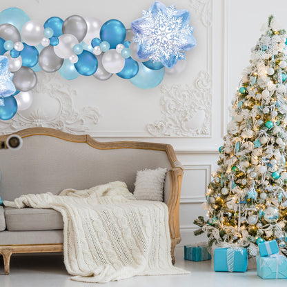 Blue and Silver Christmas Balloon Garland Kit - Ellie's Party Supply