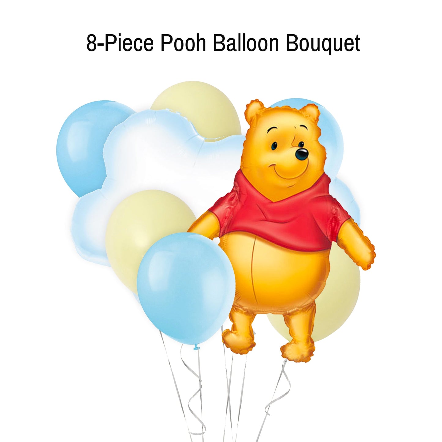 Blue and Yellow Classic Pooh Pastel Baby Shower Balloon Bouquet - Ellie's Party Supply