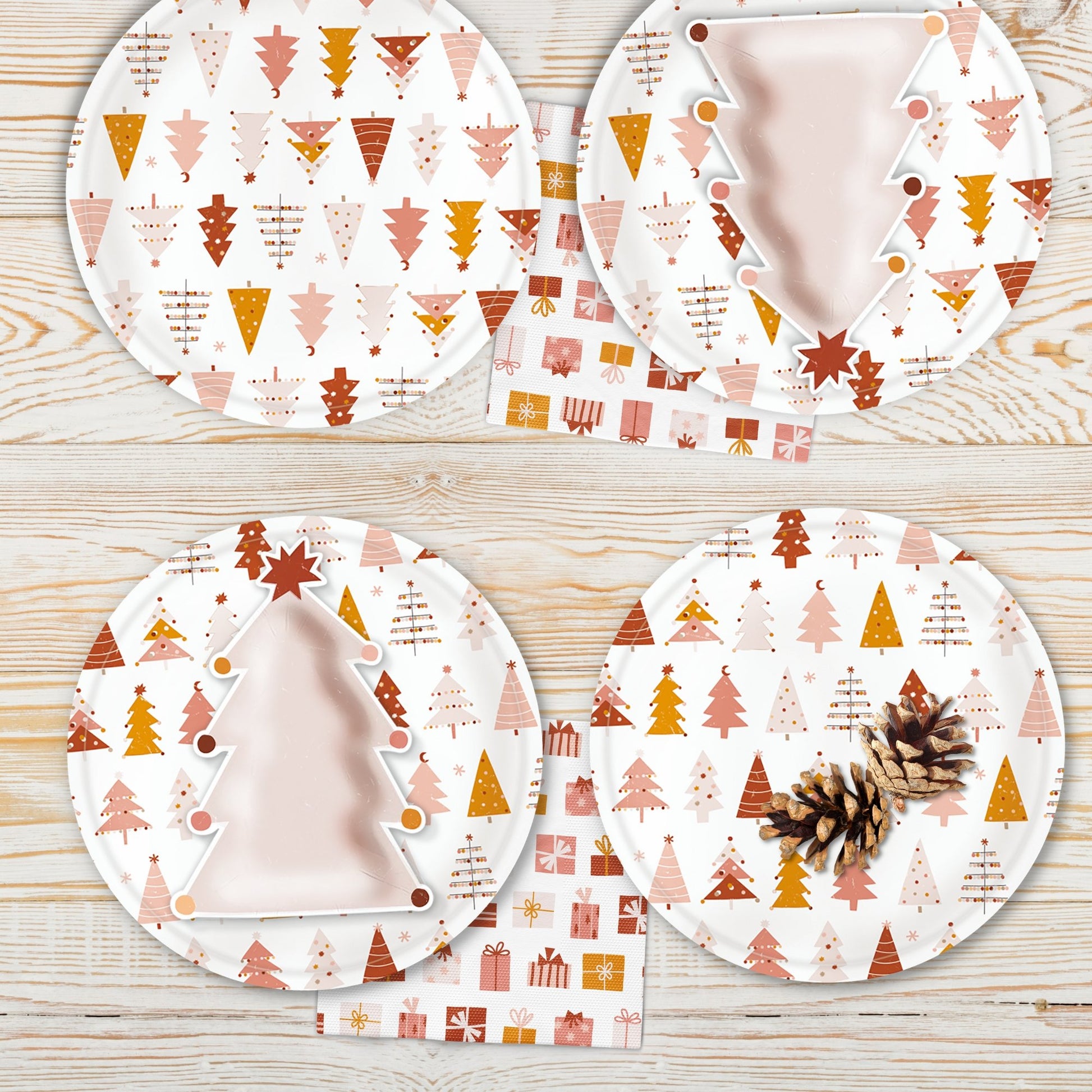 Boho Christmas Tree Icon Plates (Set of 8) - Ellie's Party Supply