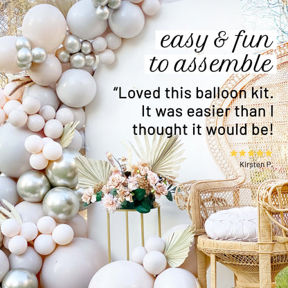Boho Neutral Gold Balloon Arch Kit - Warm Gray, Linen, & Gold Balloon Garland Kit - Ellie's Party Supply