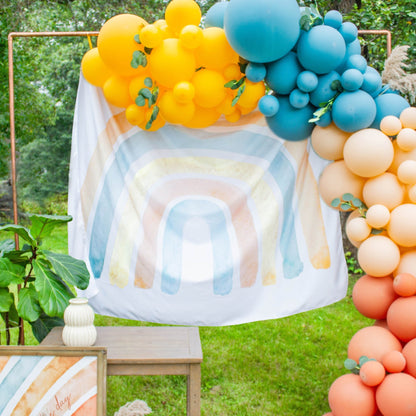 Boho Rainbow Balloon Arch - Blue & Orange Balloon Garland Kit - Ellie's Party Supply