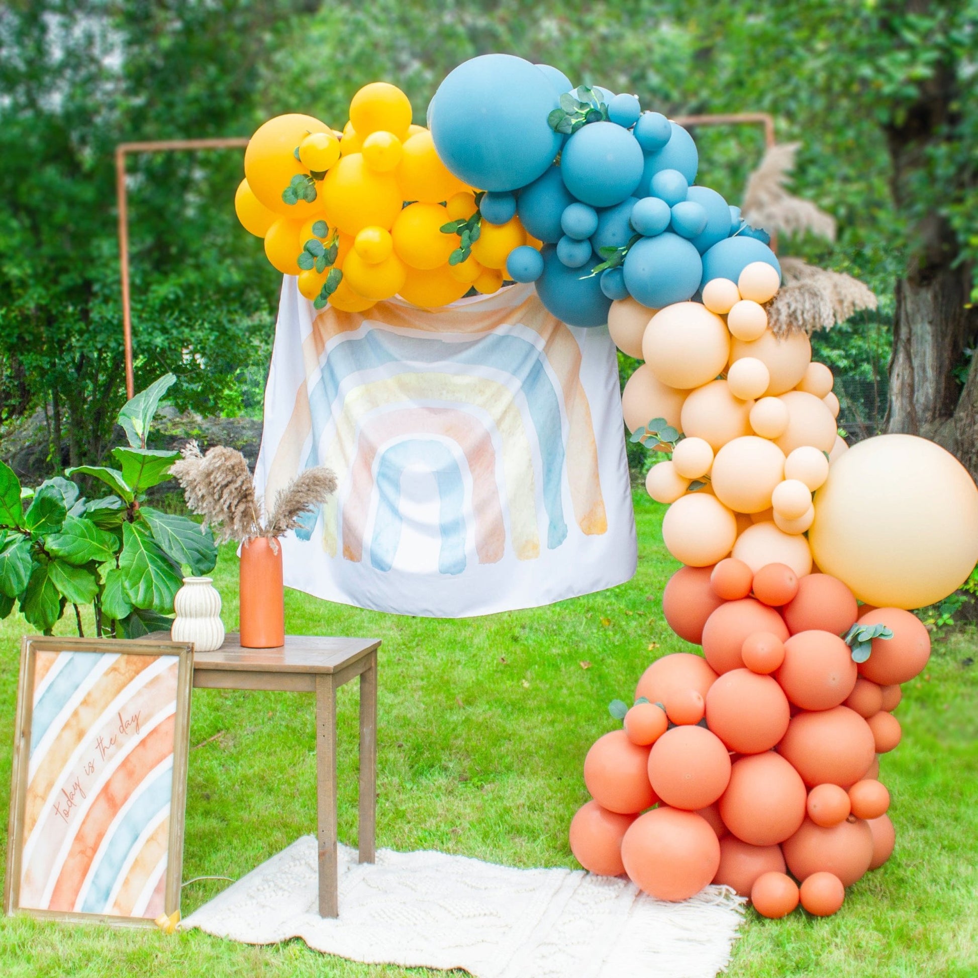 Summer Pool Party Balloon Garland Arch Kit, azul, laranja, amarelo