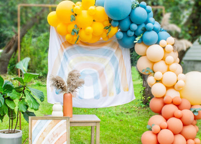 Boho Rainbow Balloon Arch - Blue & Orange Balloon Garland Kit - Ellie's Party Supply