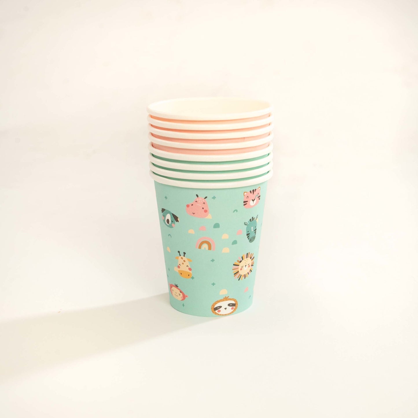 Boho Rainbow Safari Animal Paper Cups (Set of 8) - Ellie's Party Supply