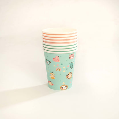 Boho Rainbow Safari Animal Paper Cups (Set of 8) - Ellie's Party Supply