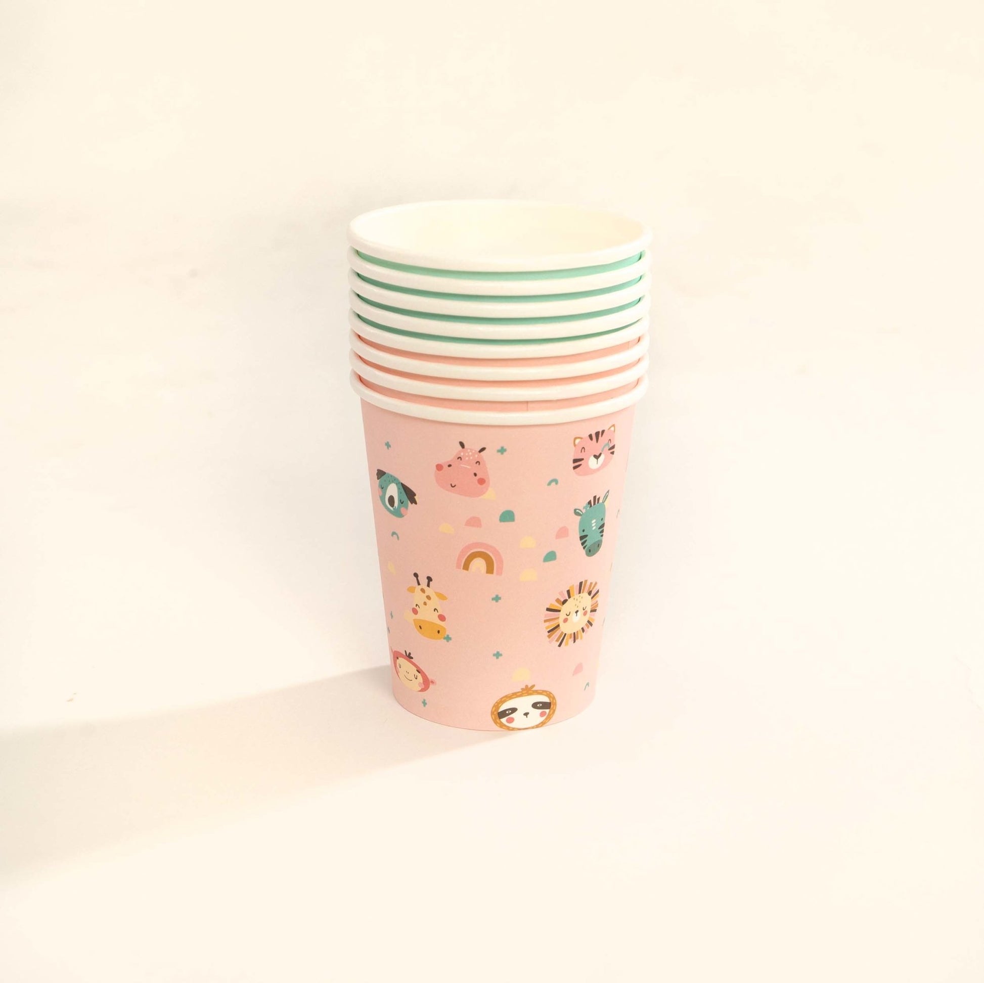 Boho Rainbow Safari Animal Paper Cups (Set of 8) - Ellie's Party Supply