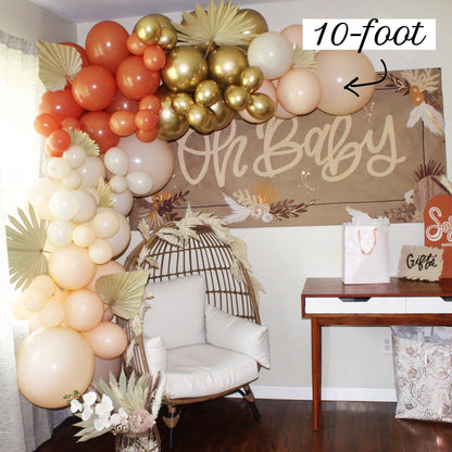 Boho Rustic Balloon Arch Kit - Burnt Orange and Gold Balloon Garland Kit - Ellie's Party Supply