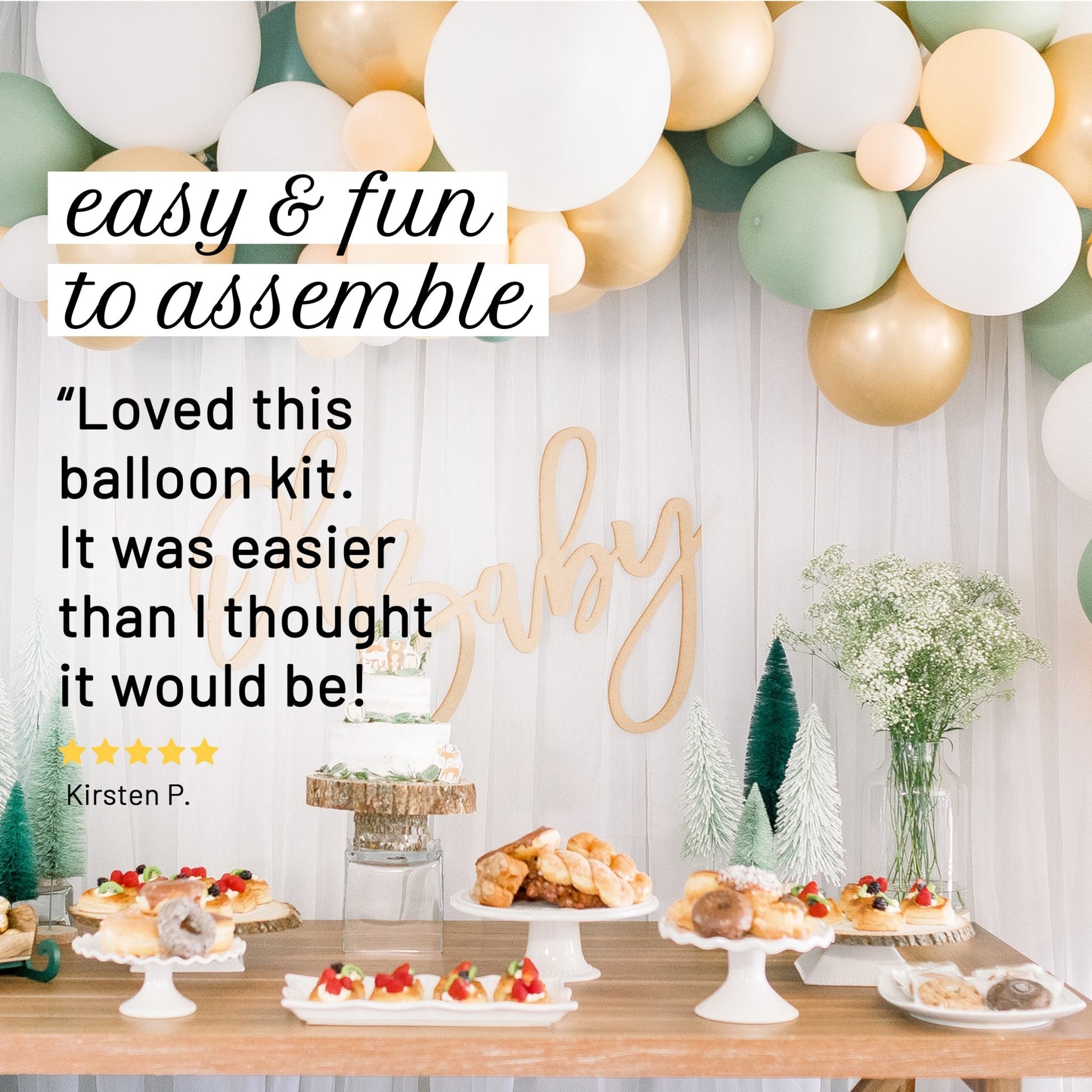 Boho Neutral Gold Balloon Arch Kit from Ellie's Party Supply