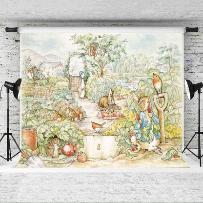 Classic Peter Rabbit Storybook Backdrop - 5x7 Feet from Ellies