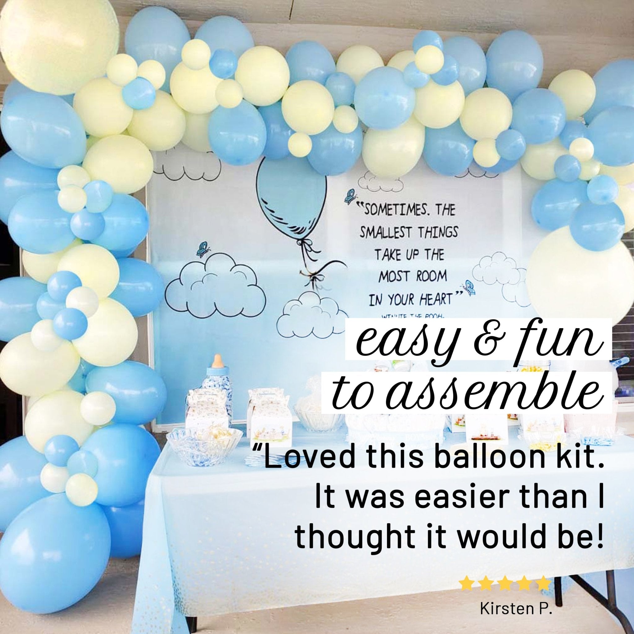 Classic Pooh Balloon Arch - Blue and Yellow Balloon Garland Kit - Ellie's Party Supply
