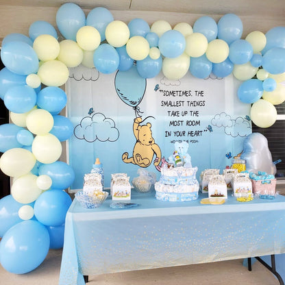 Classic Winnie the Pooh Backdrop - Blue and Yellow 5x7 Feet - Ellie's Party Supply