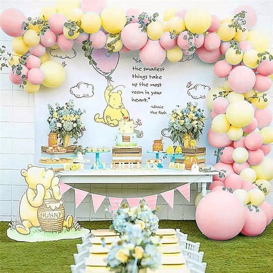 Classic Winnie the Pooh Pink Vinyl Backdrop (5x7 Foot) - Ellie's Party Supply