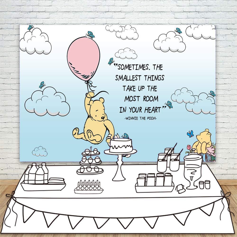 Classic Winnie the Pooh Pink Vinyl Backdrop (5x7 Foot) - Ellie's Party Supply