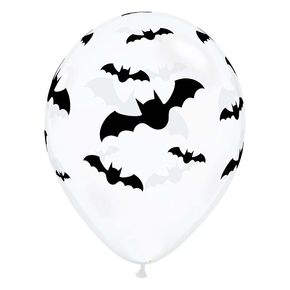 Clear Latex Balloon with Black Bats (10 Pack) - Ellie's Party Supply