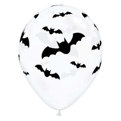 Clear Latex Balloon with Black Bats (10 Pack) - Ellie's Party Supply