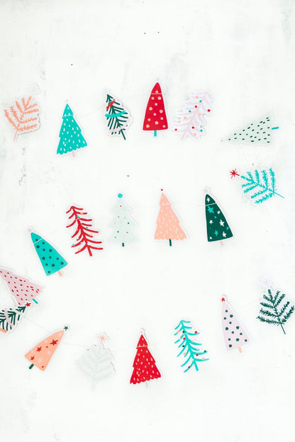 Colorful Christmas Tree Banner (6-Foot) - Ellie's Party Supply