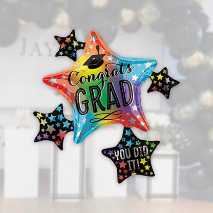 Congrats Grad Rainbow Star Graduation Balloon 35" - Ellie's Party Supply