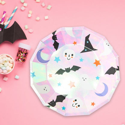 Cute Iridescent Shaped Halloween Icon Plates (Set of 8) - Ellie's Party Supply