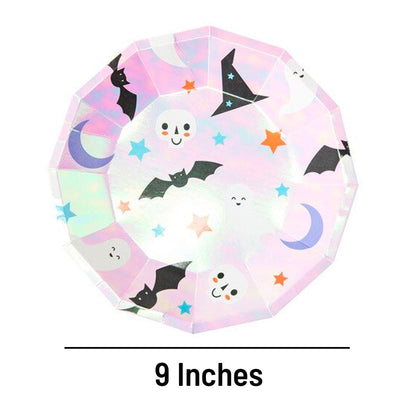 Cute Iridescent Shaped Halloween Icon Plates (Set of 8) - Ellie's Party Supply