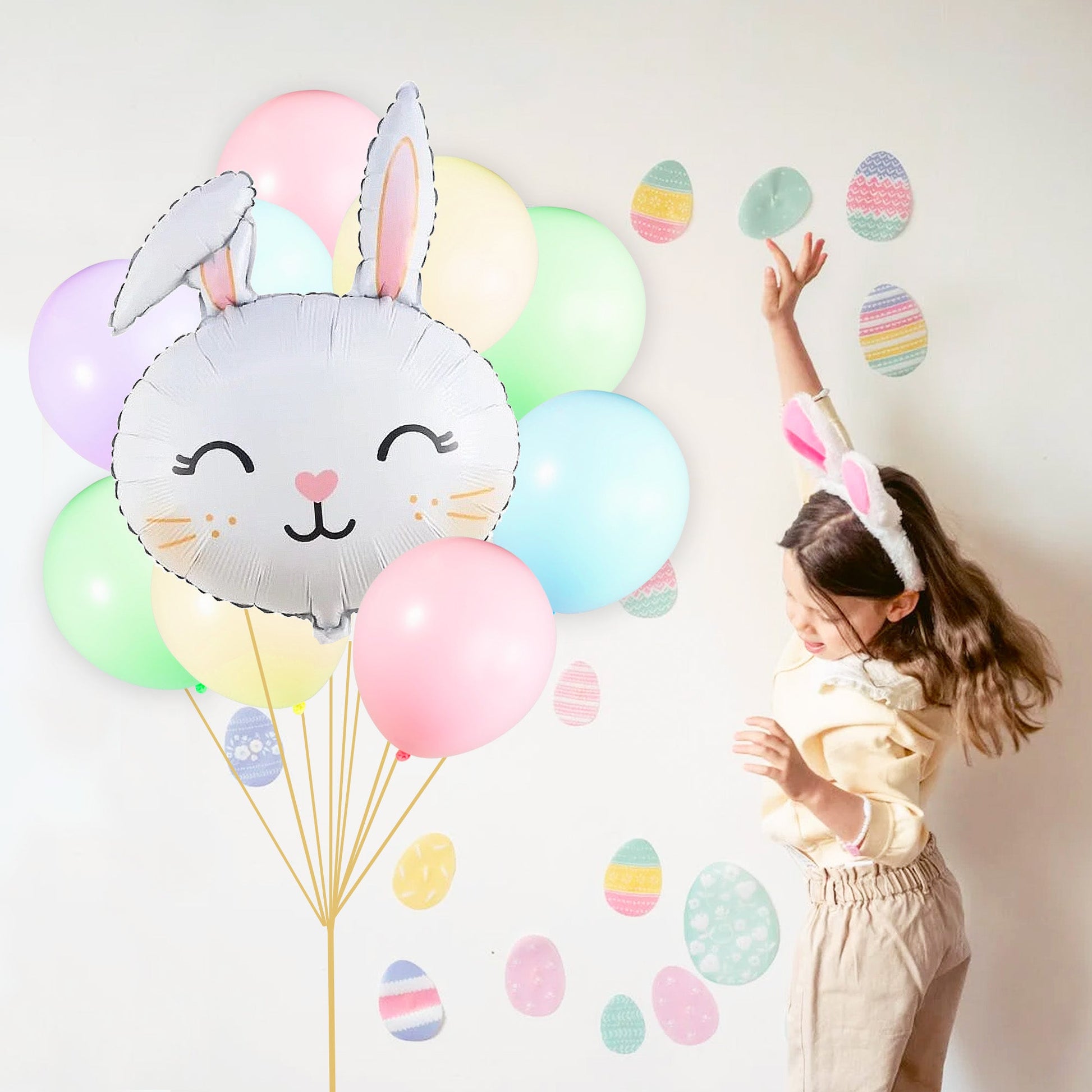 Cute Spring Bunny Pastel Balloon Bouquet (11 Pack) - Ellie's Party Supply