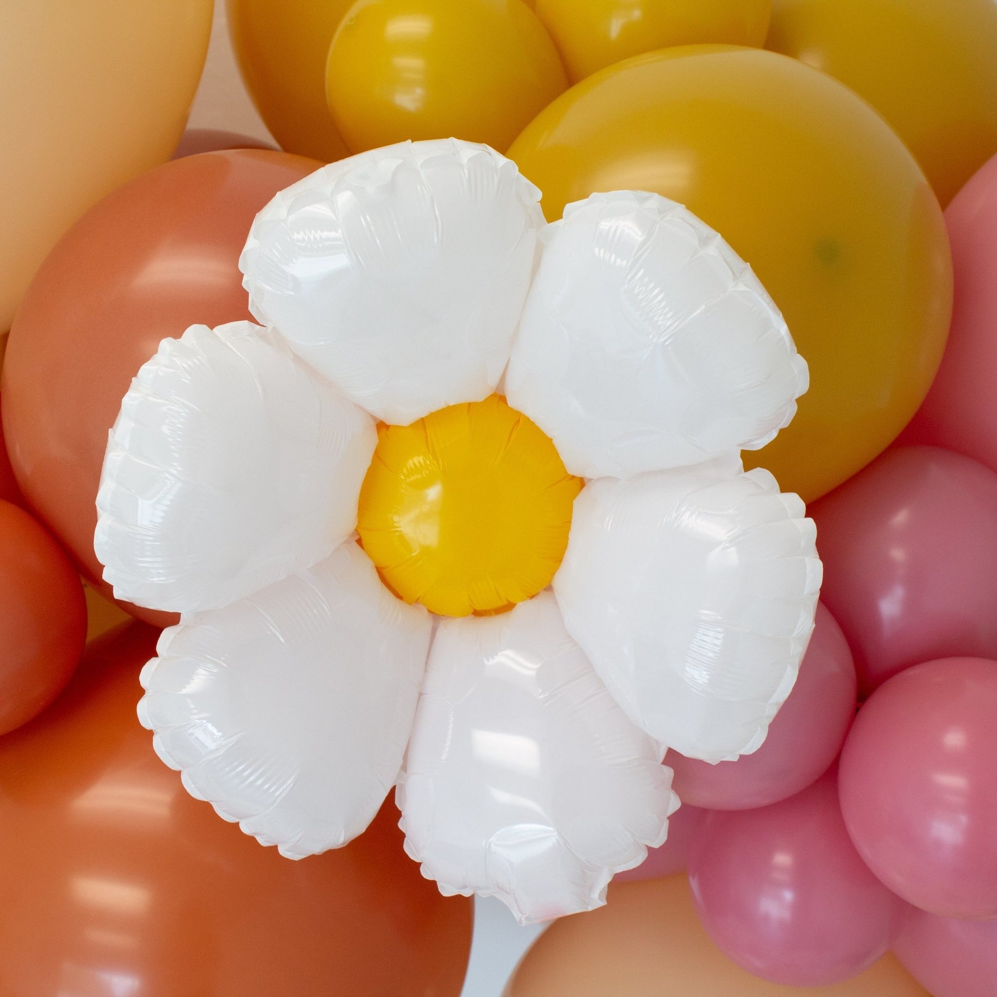 Daisy White and Yellow Flower Balloons from Ellie's Party Supply