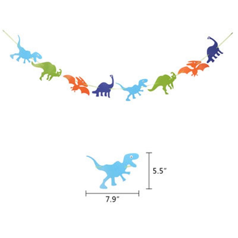 Dinosaur Party Banner in Blue, Green, and Orange (8-Foot) - Ellie's Party Supply