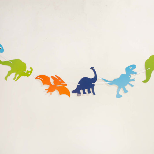 Dinosaur Party Banner in Blue, Green, and Orange (8-Foot) - Ellie's Party Supply