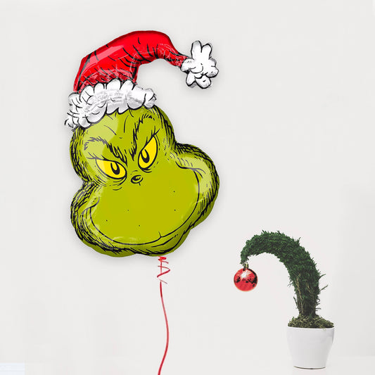 Dr. Seuss's The Grinch with Santa Hat Christmas Balloon (29-Inches) - Ellie's Party Supply
