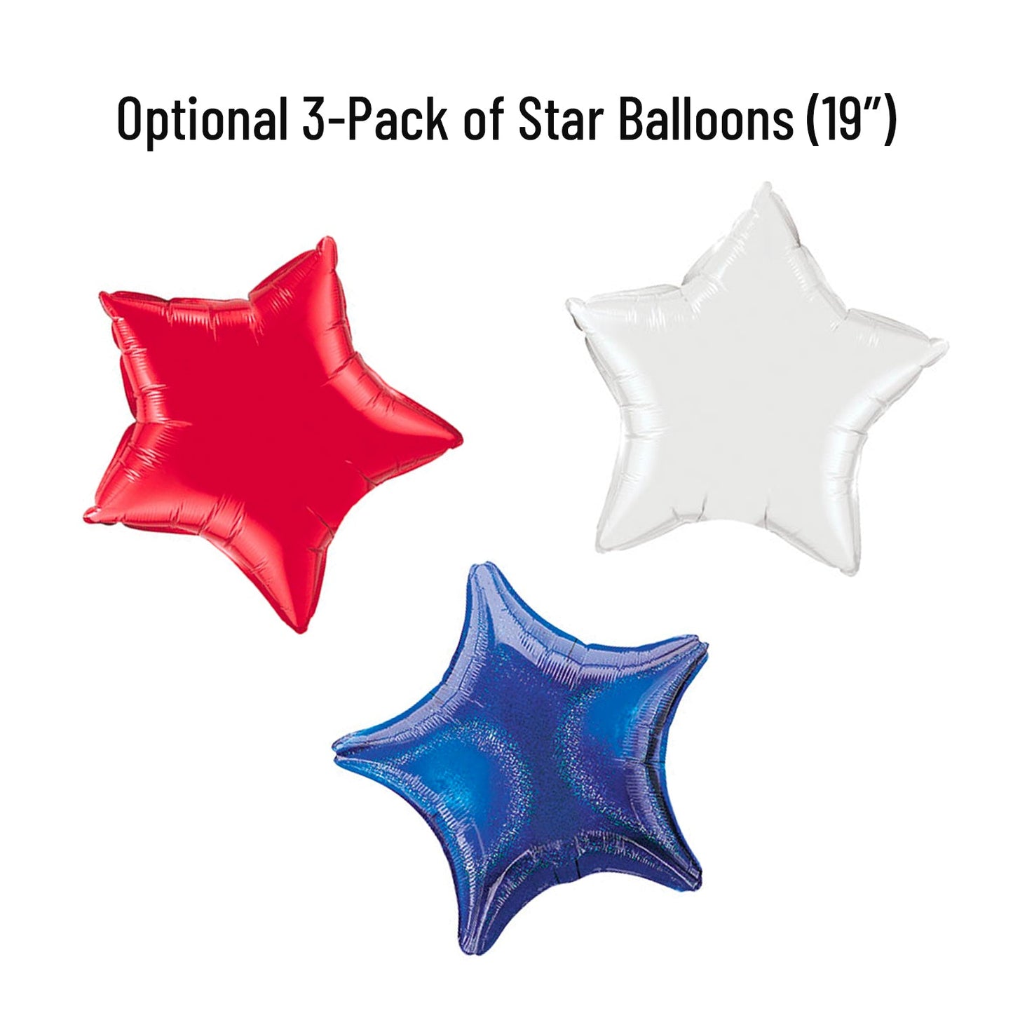 Firework Red, White, & Blue Patriotic Star Balloons (3-Pack) - Ellie's Party Supply