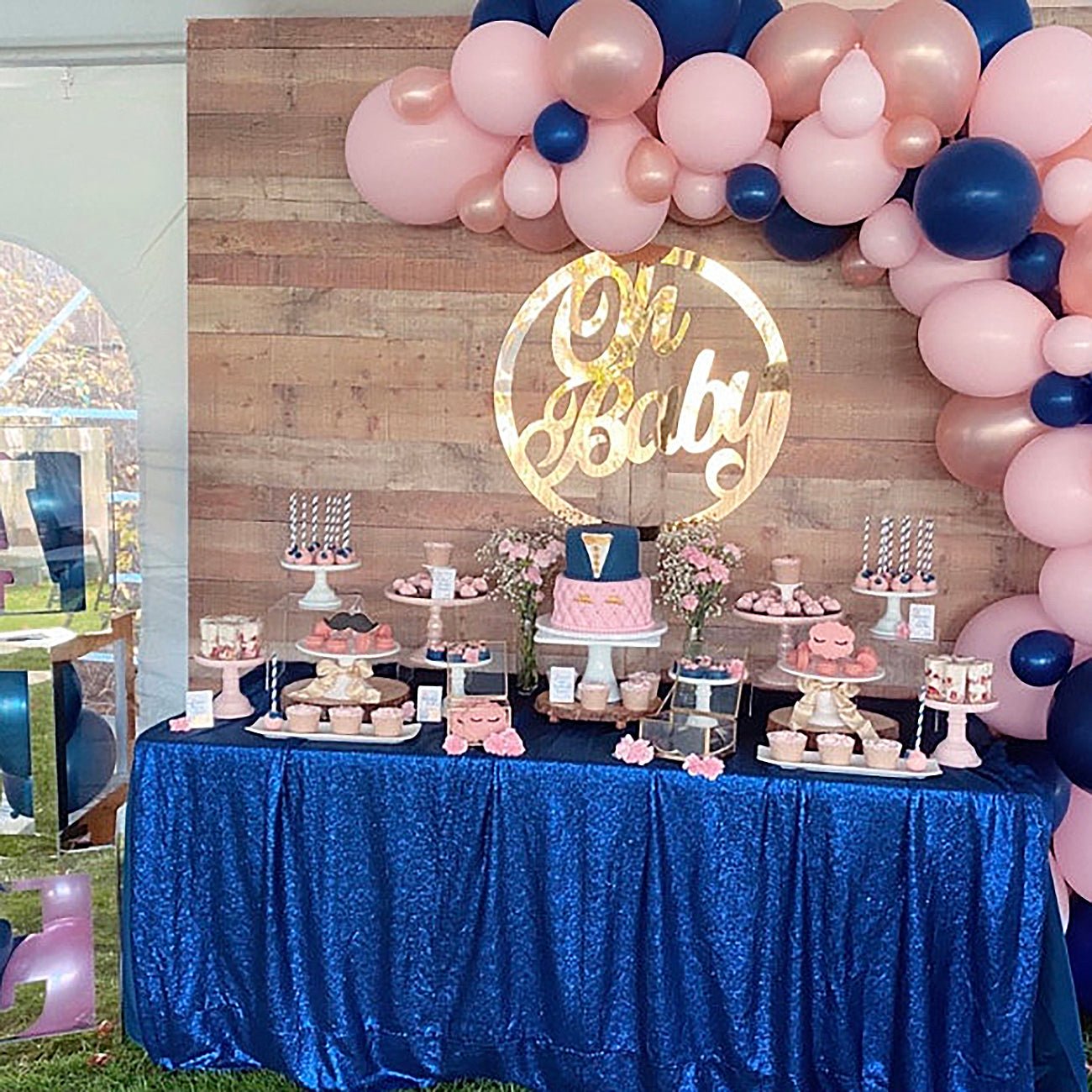 Gender Reveal Balloon Arch - Navy & Pink Balloon Garland Kit - Ellie's Party Supply