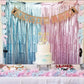 Gender Reveal Blue & Pink Fringe Backdrop With Boy & Girl Balloons - Ellie's Party Supply
