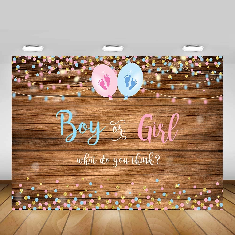 Gender Reveal Boy or Girl Vinyl Wood Backdrop (5x7 Foot) - Ellie's Party Supply