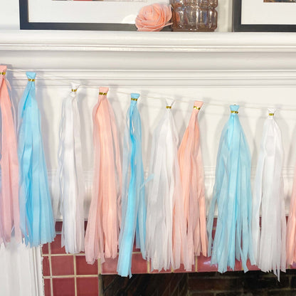 Gender Reveal Paper Tassel Tail - Tassel DIY Garland Kit - Ellie's Party Supply