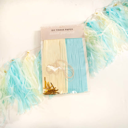 Gender Reveal Paper Tassel Tail - Tassel DIY Garland Kit - Ellie's Party Supply
