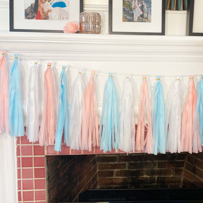 Gender Reveal Paper Tassel Tail - Tassel DIY Garland Kit - Ellie's Party Supply