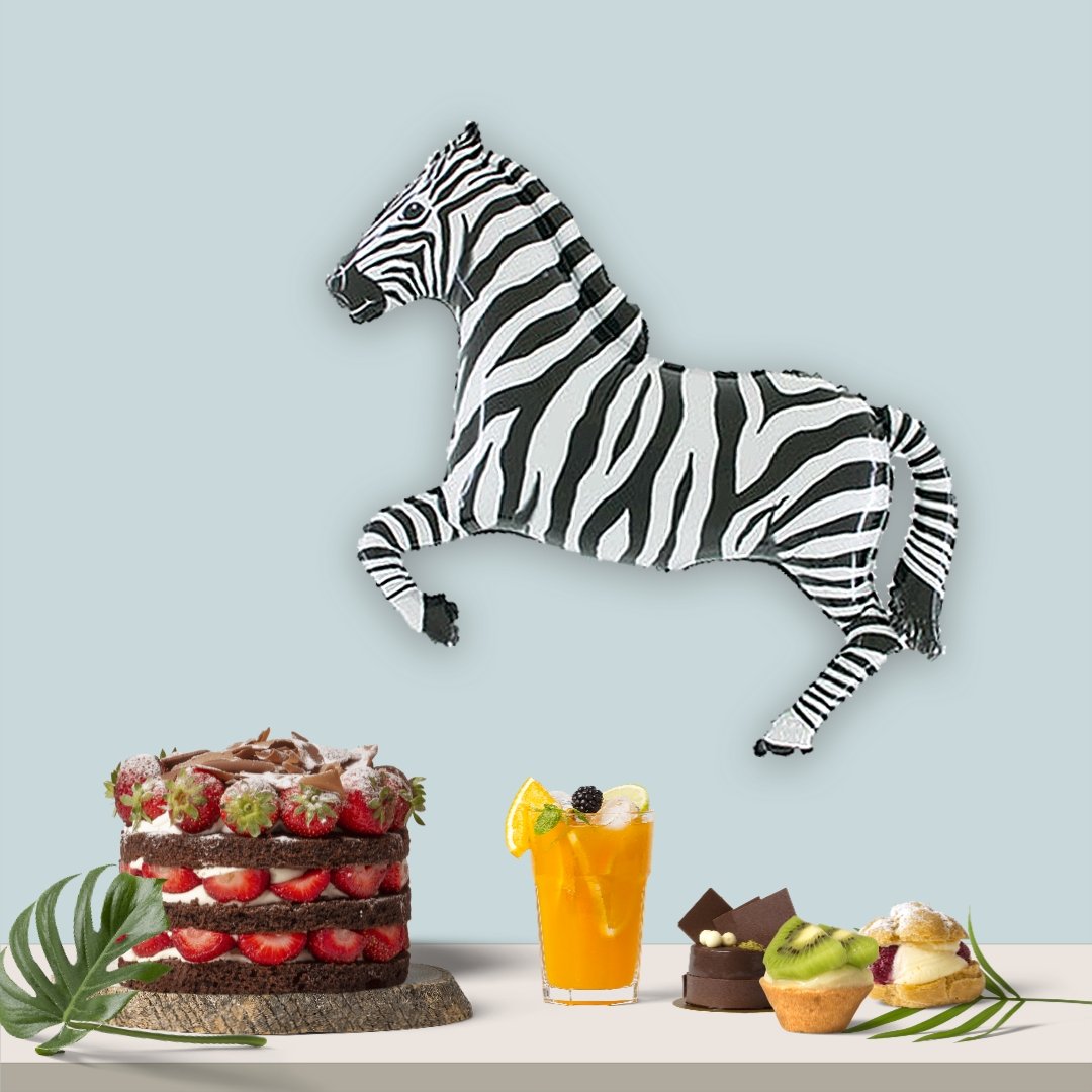 Giant Black and White Safari Zebra Mylar Balloon (43 Inches) - Ellie's Party Supply