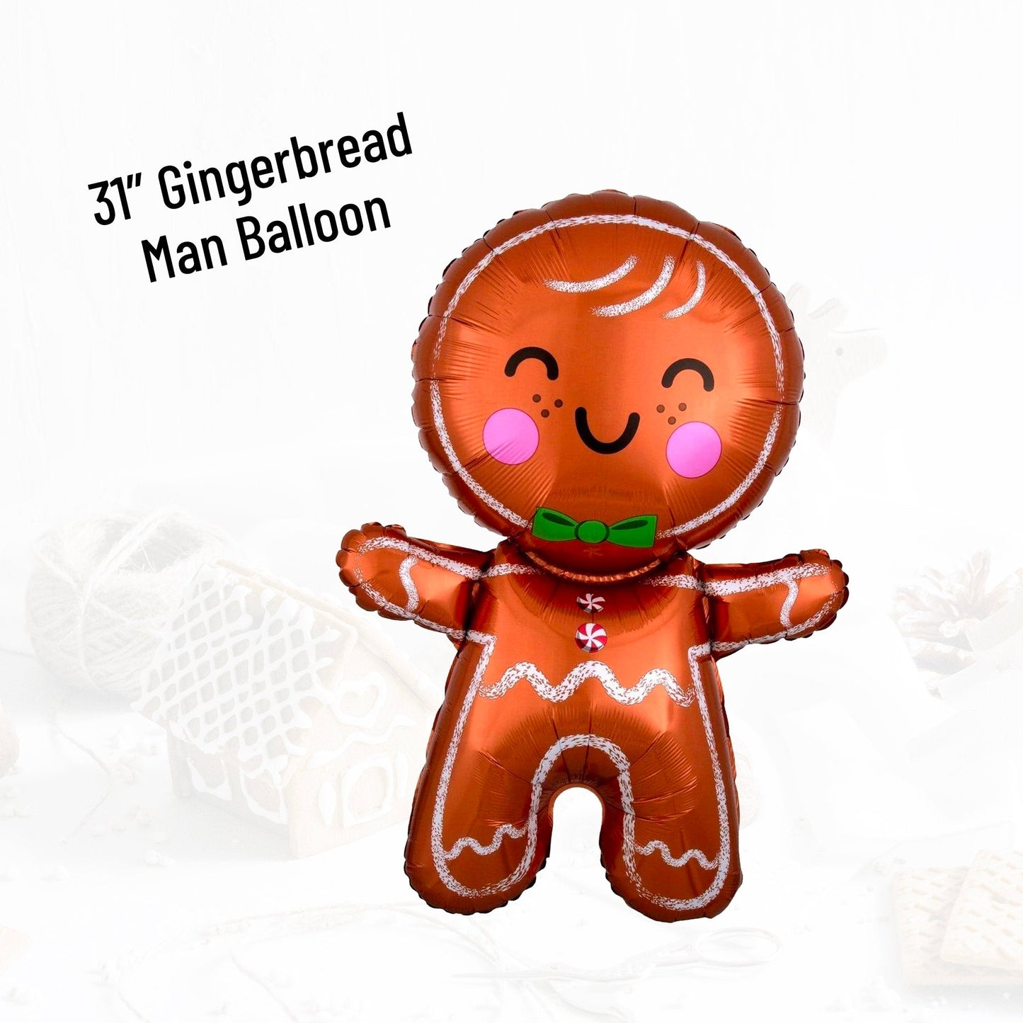 Giant Cute Gingerbread Man Christmas Balloon (31 Inches) - Ellie's Party Supply
