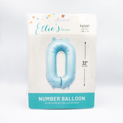 Giant Pastel Blue Mylar Foil Number Balloons (32 Inches) - Ellie's Party Supply