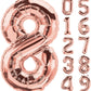 Giant Rose Gold Mylar Foil Number Balloons (34 Inches) - Ellie's Party Supply