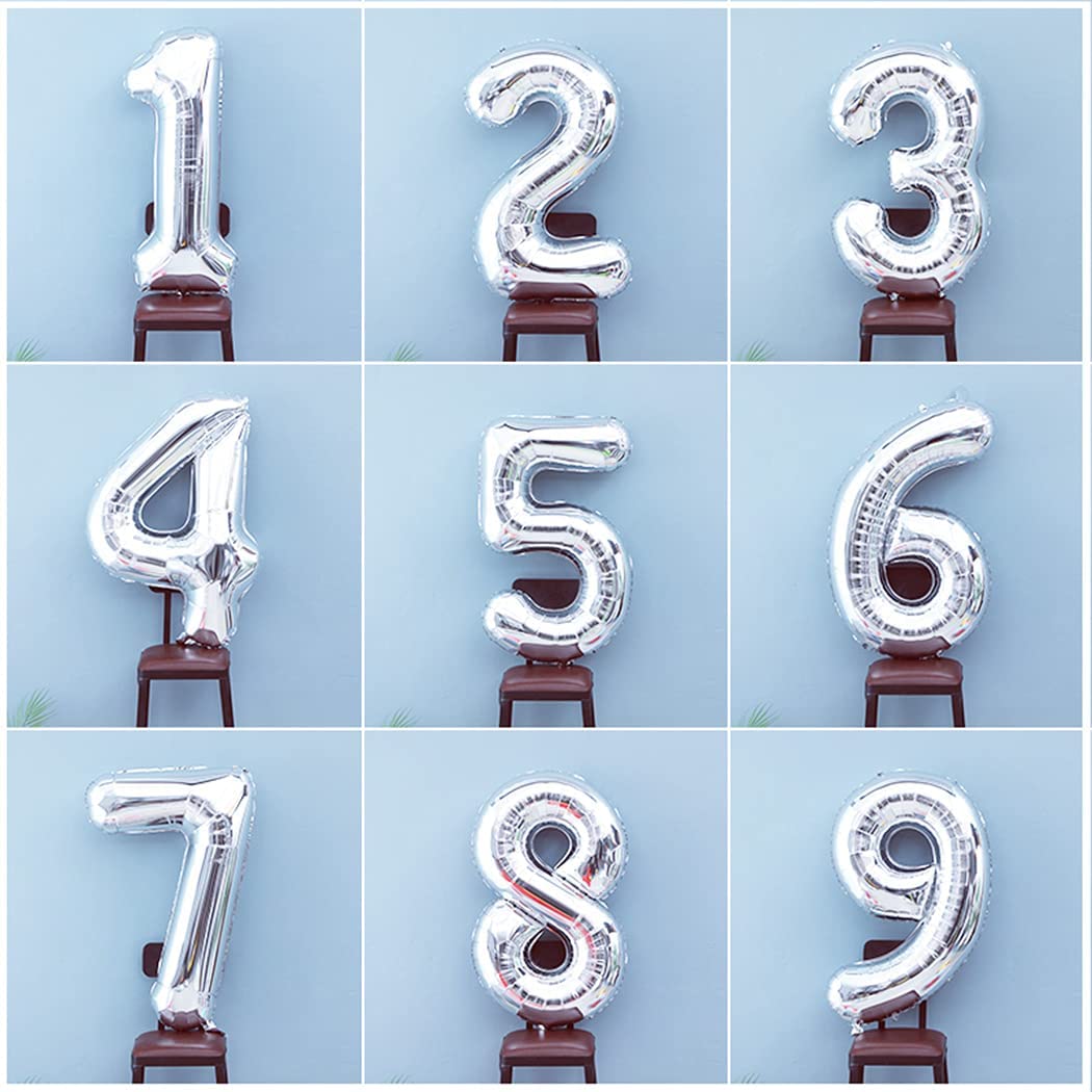Giant Silver Mylar Foil Number Balloons (34 Inches) - Ellie's Party Supply