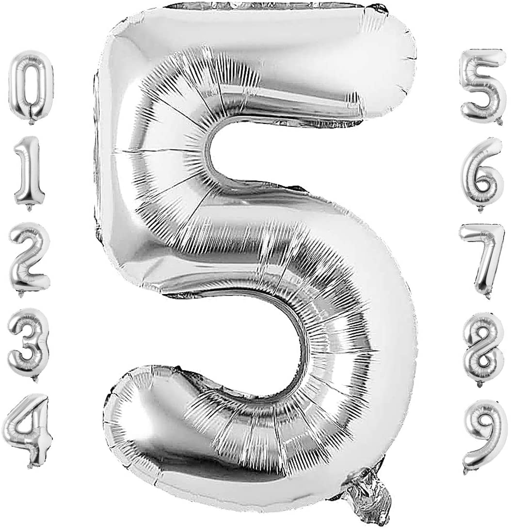 Giant Silver Mylar Foil Number Balloons (34 Inches) - Ellie's Party Supply