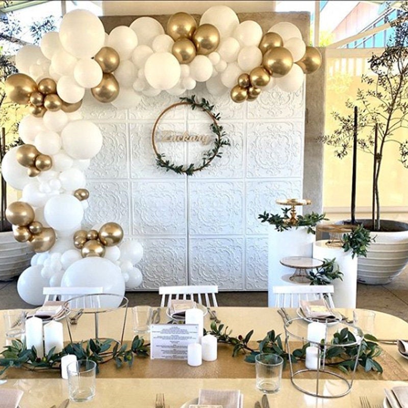 White and Gold Garland Balloon from Ellies Party Supply – Ellie's Party  Supply